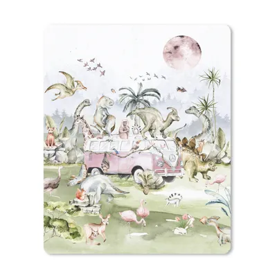 Produktbild von MuchoWow® Mauspad Mousepad Dinosaurier - Kinder - Bus - Bäume - Tiere - Kinder 19x23 cm - Mousepads - Maus Mat - Pad - Mausunterlage - Mauspads - Spielen