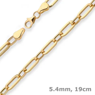 5-4mm-Armband-Ankerkette-hohl-Paper-Clip-aus-750-Gelbgold-19cm