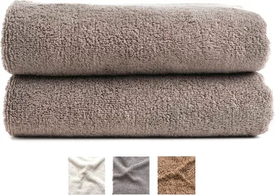 Produktbild von Badetuch 100x150 cm, 2er Set, 500 g/m², 100% Baumwolle, grau - nr 06), mit Aufhänger, Frotee, Duschtuch, Handtuch