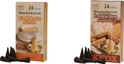 Produktbild von KNOX Räucherkerzen Kaffeduftset Weihnachtskaffee - entspannende Düfte wie im Café für Zuhause - 24 Räucherkerzen pro Packung - 013270