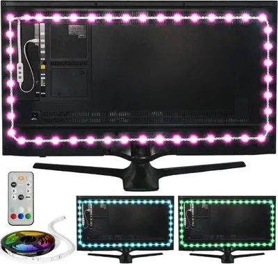 Produktbild von Luminoodle USB LED Hintergrund-Beleuchtung für TV LUM-5M RGB LED-Bias Beleuchtung 15 Farben selbstklebend für HDTV TV-Bildschirm PC-Monitor 5 Meter