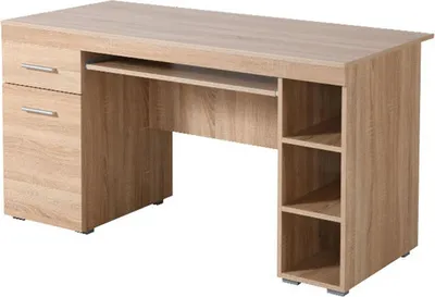 Produktbild von Dmora Schreibtisch Massafra 145x66x76h cm Braun Eiche, eine Schublade 5 Regale