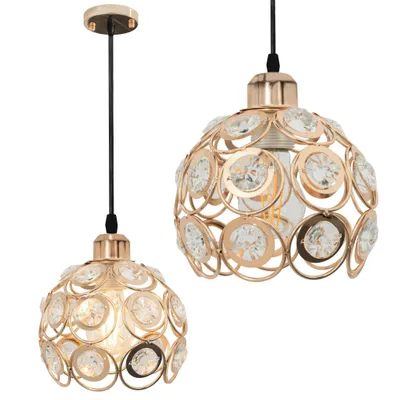 Produktbild von tooLight Pendellampe App208-1C Kristall Gold Runden 1-Lichtquelle E27 18X18X15-95Cm Einstellbar