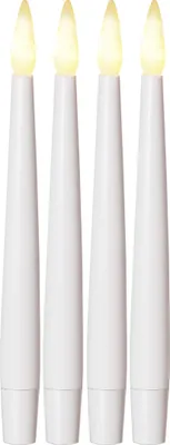 Produktbild von Szwedzki Zestaw 4x Świeca LED Obiadowa PAULINA, Biała, Smukła, Realistyczny Płomień, Timer, 15,5 cm