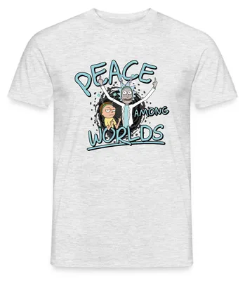 Produktbild von Spreadshirt Rick & Morty Peace Among Worlds Männer T-Shirt, L, Grau meliert