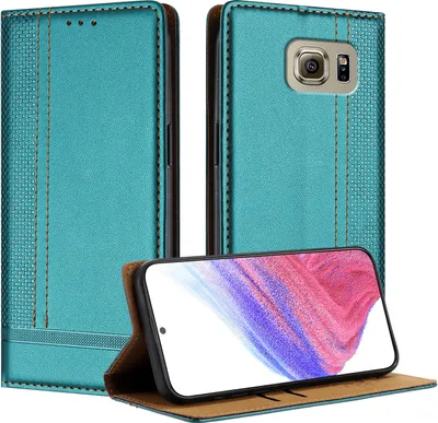 Produktbild von Handyhülle für Samsung Galaxy S6 Leder Flip Klappbare Schutzhülle mit Standfunktion Grün