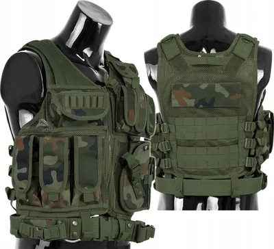 Produktbild von Męska kamizelka airsoftowa Dominator "Huzar" z systemem Molle do paintballa na świeżym powietrzu, leśna