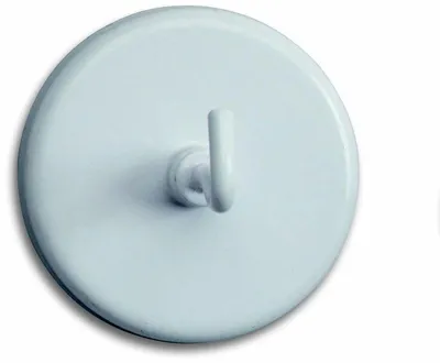 Produktbild von Kraftmagnet mit Haken 47mm Durchmesser 15kg Haftkraft 5 Stück weiß Packung mit 12 Stück