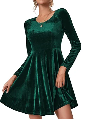 Produktbild von Elegantes Samtkleid für Damen mit langen Ärmeln