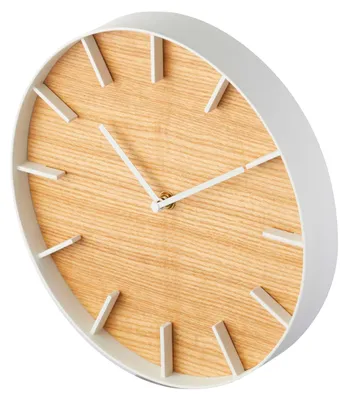 Obrázok produktu pre Nástenné hodiny Yamazaki RIN kov a drevo biele prírodné 26cm moderný dizajn 04109