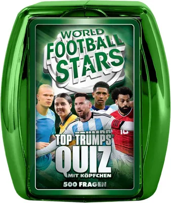 Produktbild von Top Trumps Quiz - Weltfußball Stars (grün) Ratespiel Wissensspiel Fragespiel Gesellschaftsspiel