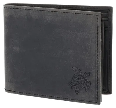 Produktbild von oxmox Leder Geldbörse Leather RFID Protect Querscheinbörse Turtle 2.0 Embossed Vintage Black schwarz