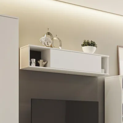 Produktbild von Wandschrank Dallas 135cm, Horizontaler Hängeschrank, Schrank (Farbe: Weiß)