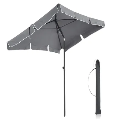 Produktbild von Rechteckiger Polyester-Garten-Sonnenschirm, mit Tragetasche, ohne Ständer, für Garten, Balkon und Terrasse, grau