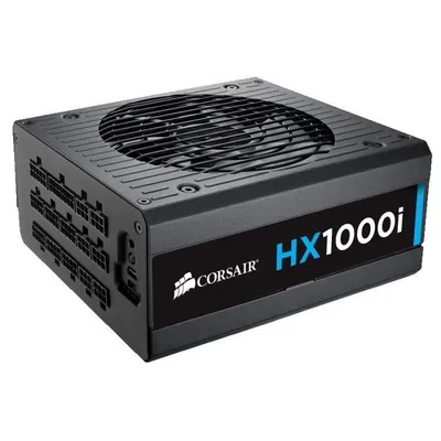 Zdjęcie produktu dla Corsair HX1000i, 1000 W, 100 - 240 V, 47 - 63 Hz, 6.5 - 13 A, +12V,+3.3V,+5V,+5Vsb,-12V, 150 W