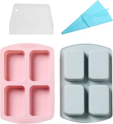 Obrázek produktu pro Mini silikonová forma na brownies - dvoudílná čtvercová forma na pečení se 4 dutinami a nepřilnavým povrchem, ideální na mini brownies, kukuřičný chléb, muffiny a koláče, bez obsahu BPA a vhodná do myčky nádobí