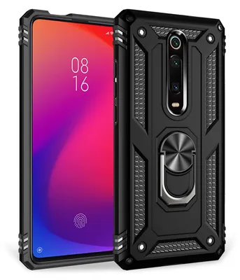 Produktbild von NALIA Ring Case für Xiaomi Mi 9T / 9T Pro Hülle, Stoßfeste Handyhülle mit Halter Schwarz