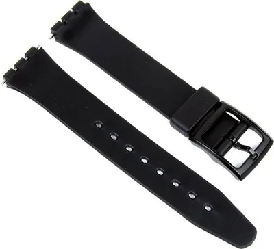 Produktbild von Eulit Ersatzband Uhrenarmband Kunststoff 17mm für Swatch Uhren schwarzA