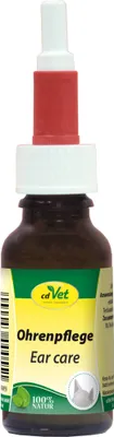 Productafbeelding van cdVet Oorverzorging 20ml, voor honden, vloeistof (substantie), 20 ml, druppelfles, ingrediënten: Aqua, emulgator (Polyglyceryl-10 Laurate, Aqua, Citronenzuur), tea tree olie, amandelolie, neemolie, etc. Gebruik: 1-2 druppels in de gehoorgang druppelen en lichtjes inmasseren. Vanwege...
