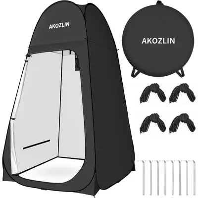 Image de Tente de douche 1x1x1,9 m, noire, avec sac de transport, pour camping