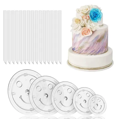 Tortenständer-Set, 5 Tortenplatten + 15 Steckstangen, mehrstöckig