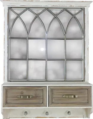 Produktbild von Garderobe Valja Shabby Look Holz mit Spiegel und Haken, B/H/T 62,5 x 82,5 x 15,5 cm