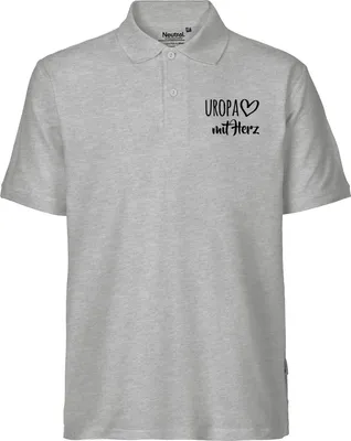 Produktbild von Huuraa Herren Polo Shirt Uropa mit Herz L Sport Grey Bio Baumwolle Fairtrade Poloshirt Geschenkidee