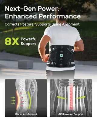 Image de Ceinture de soutien lombaire avec 8 supports lombaires, coussinet 3D, respirante, taille XXL, pour le dos