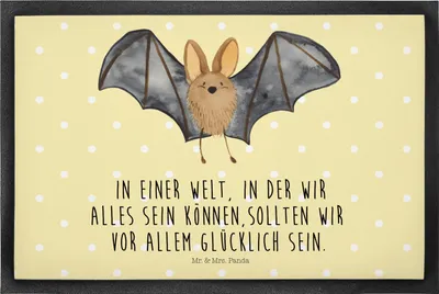 Produktbild von Mr. & Mrs. Panda Schmutzfangmatte Fledermaus Flügel 40 x 60 cm - Gelb Pastell - Geschenk, Fussmatte, Sauberlaufmatte, Schmutzmatte, Lustige Sprüche, Bodenvorleger