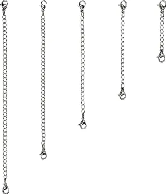 Produktbild von TOAOB 5 Stück Kettenverlängerung Silber Edelstahl Halskette Extender 5cm 7.5cm 10cm 12.5cm 15cm Breit 3mm Verlänger Armband Verlängerungskette für
