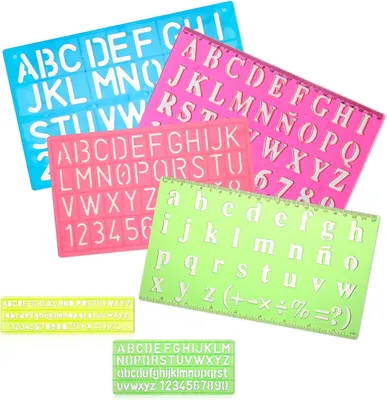 Imagen del producto de Conjunto de plantillas con letras y números, de 6 piezas, en diferentes tamaños, para proyectos creativos