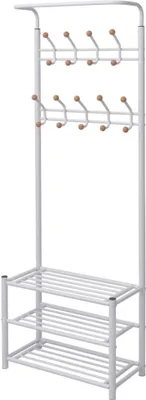 Obrázok produktu pre Vešiak s regálmi na topánky 68x32x182,5 cm, biely