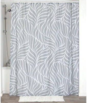 Produktbild von Duschvorhang weiß 180 x 200 cm Polyester mit Ringen waschbar