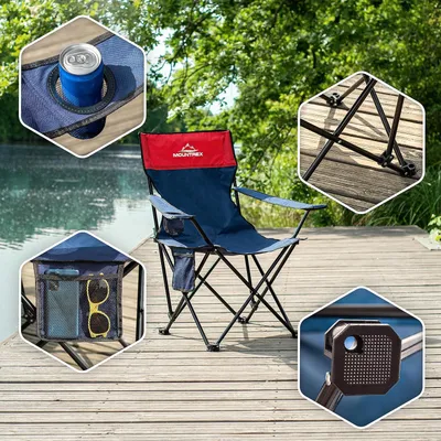 Produktbild von Famanu Campingstuhl bis 120 kg - verstellbare Armlehnen - kompakt und leicht - blau