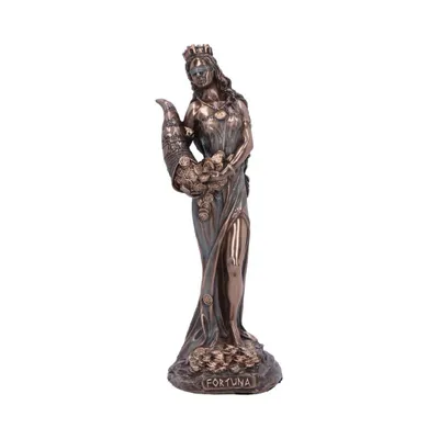 Diese Skulptur stellt Fortuna dar, die römische Göttin des Glücks und des Schicksals.