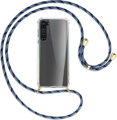 Produktbild von Handykette Backcover-Schutzhülle mit Band (Metall goldfarben) für Motorola Edge - Blautöne