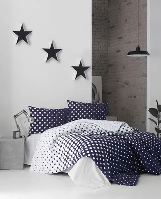 Image de L'Essentiel Linge de Maison, Puanline - Dark Blue, ensemble housse de couette simple Ranforce (FR), 100 % COTON RANFORCE, bleu foncé, 140 x 200 cm
