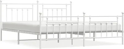 Productafbeelding van vidaXL Bedframe met hoofdeinde en voeteneinde, metaal, wit, 200x200 cm