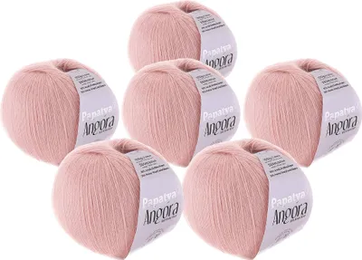 Papatya Angora Style Winterwolle 6er Pack 600g Strickgarn mit 20% Merinowolle Oeko-Tex Rosa.