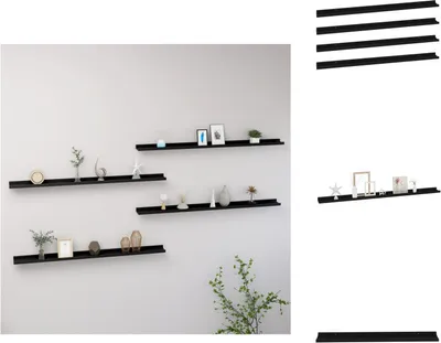 Produktbild von vidaXL Wandregale 4 Stk. Schwarz 115x9x3 cm -  Wandregale