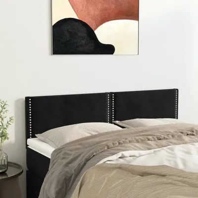 Produktbild von Design Möbel Kopfteile 2er Set Schwarz 72x5x78/88 cm Samt - 2024 Neu