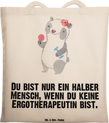 Produktbild von Mr. & Mrs. Panda Tote Bag Ergotherapeutin Herz - Transparent - Geschenk, Witzig, Beruf, Ausbildung, Tragetasche, canvas tasche, Schultasche, Laptoptasche, Spruch, Beutel