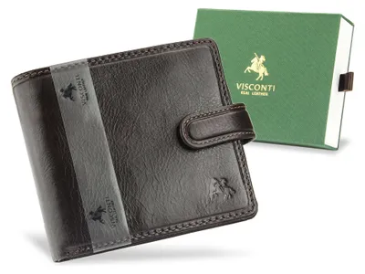Obrázek produktu pro Visconti pánská peněženka z přírodní kůže RFID tmavě hnědá 11,5x10 cm