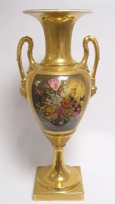 Immagine prodotto di Vaso in porcellana in stile barocco "Casa Padrino" con 2 manici, color oro, altezza 60,5 cm - Vaso decorativo ideale per ambienti raffinati