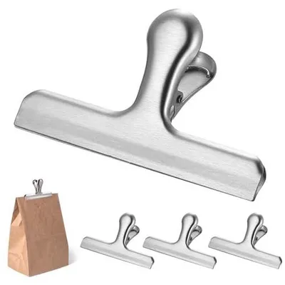 Zdjęcie produktu dla Klipsy do torebek metalowe 119 mm klamry zamykające kuchni 4 szt.