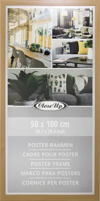 A collage of interior design images and product information for a poster frame.