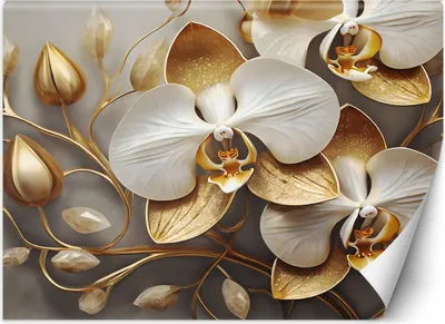 Produktbild von Vlies fototapete Orchidee Glamour Gold 250x175 cm Feeby Gold inkl. Kleber einfache Montage
