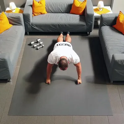 Produktbild von GYMEX Athletics Fitness-Matte XXL, extra groß, rollbar, für Yoga, Sport & Fitness 180x140cm Grau