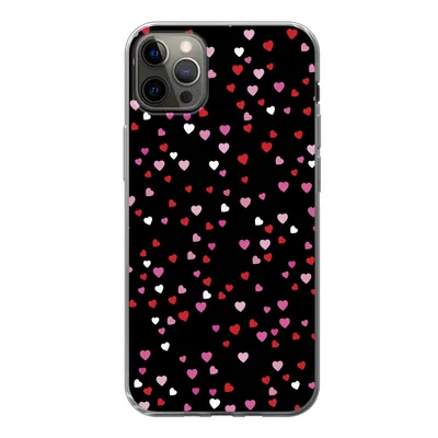 Produktbild von MuchoWow® Handyhülle Schutzhülle Hülle für iPhone 13 Pro Max Eine Illustration mit Herzen auf einem schwarzen Hintergrund Silikon Softcase Handy Hülle - Mobiltelefon