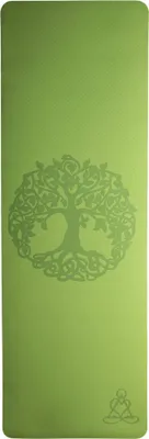 Produktbild von Berk Yogamatte Hellgrün | 182 x 61 cm | 6 mm | zweischichtig | mit Baum des Lebens | aus umweltfreundlichem TPE